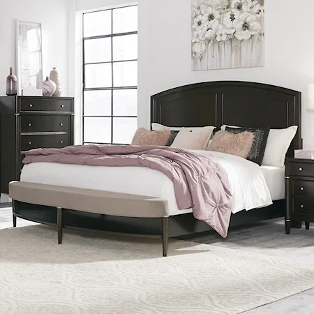 Transitional Queen Panel Bed with Bench Footboard